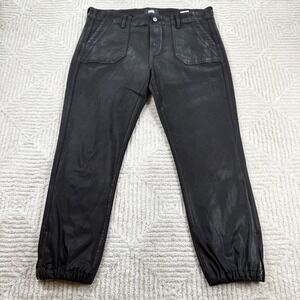 Paige Mayslie Jogger Pants Womens 33 Black Coated Cropped Moto Night Out Gothic